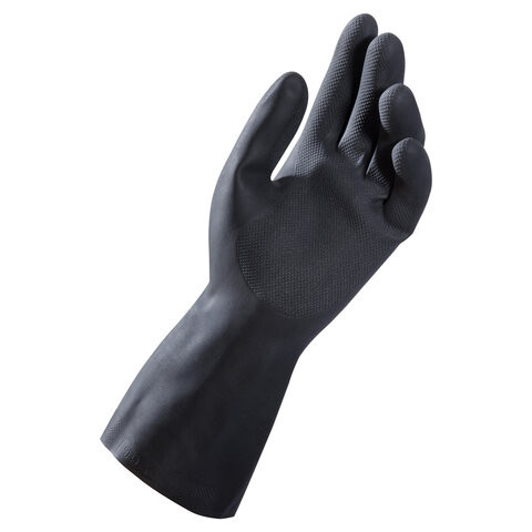 Перчатки латексные MAPA Alto Plus 260, хлопчатобумажное напыление, размер 10 (XL), черные