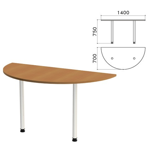 Стол приставной полукруг "Монолит", 1400х700х750 мм, цвет орех гварнери (КОМПЛЕКТ)