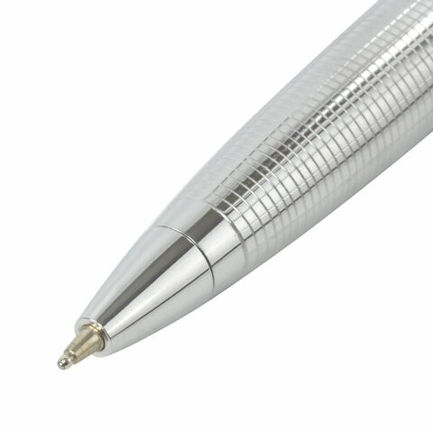 Ручка бизнес-класса шариковая BRAUBERG Sonata, СИНЯЯ, корпус серебристый с черным, линия письма 0,5 мм, 143482