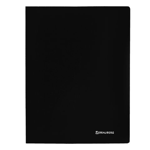 Папка с боковым металлическим прижимом BRAUBERG стандарт, черная, до 100 листов, 0,6 мм, 221630