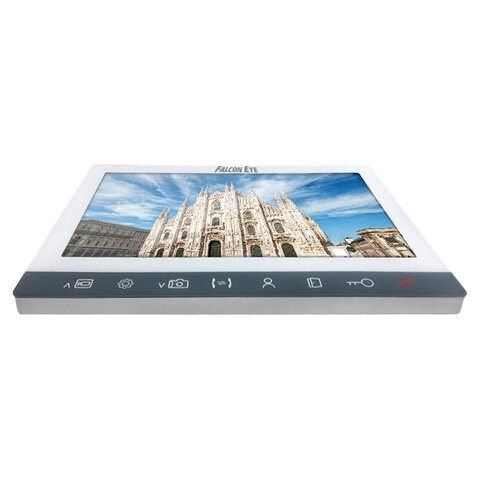 Видеодомофон FALCON EYE Milano Plus HD, дисплей 10" TFT IPS, сенсорные кнопки, белый, 00-00124399