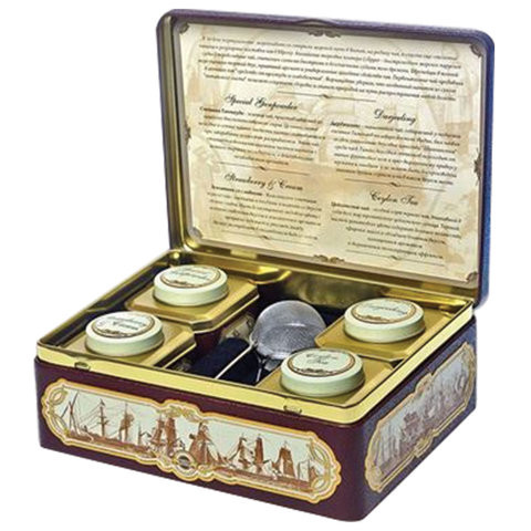 Чай HILLTOP "Морская", коллекция листового чая и заварная ложка-ситечко в шкатулке, 200 г, F510