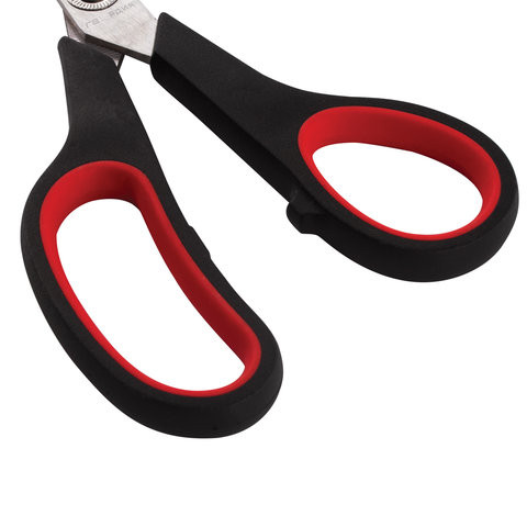 Ножницы ГВАРДИЯ "Soft Grip", 190 мм, резиновые вставки, чёрно-красные, 3-х сторонняя заточка, 236928