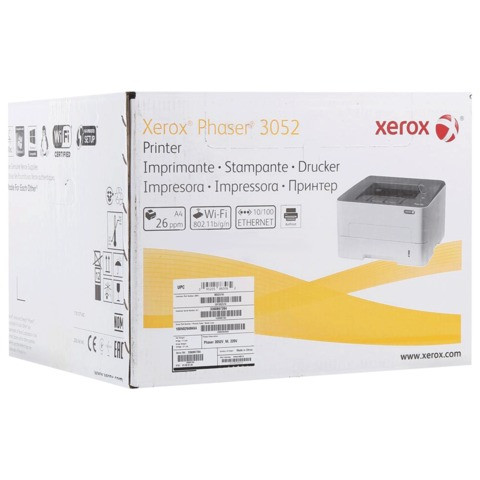 Принтер лазерный XEROX Phaser 3052NI, А4, 26 стр./мин., 30000 стр./мес., WiFi, сетевая карта, 3052V_NI