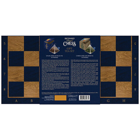 Чай RICHARD "Royal Chess", подарочный НАБОР в форме шахматной доски, 32 пирамидки по 1,7 г, 100831