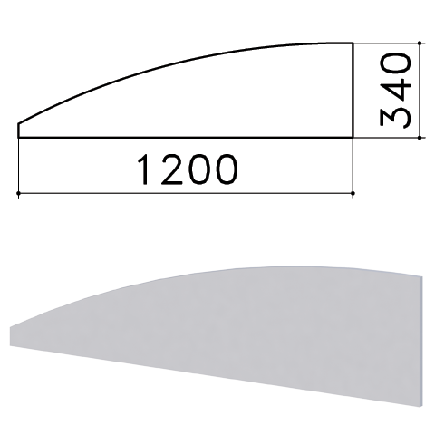 Экран-перегородка "Монолит", 1200х16х340 мм, БЕЗ ФУРНИТУРЫ (код 640237), серый, ЭМ20.11