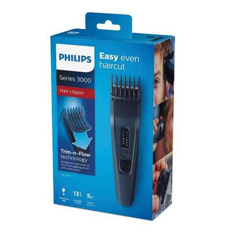 Машинка для стрижки волос PHILIPS HC3505/15, 13 установок длины, 1 насадка, сеть, синяя