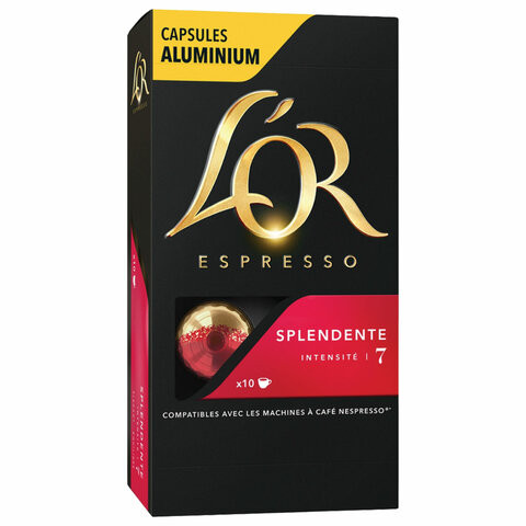 Кофе в алюминиевых капсулах L'OR "Espresso Splendente" для кофемашин Nespresso, 10 шт. х 52 г, 4028604