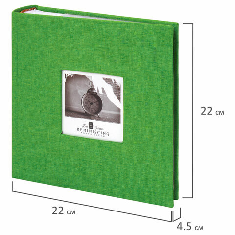 Фотоальбом BRAUBERG на 200 фото 10х15 см, ткань, зеленый, 391189