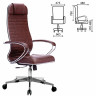 Кресло офисное МЕТТА "К-6" хром, кожа, сиденье и спинка мягкие, темно-коричневое