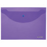 Папка-конверт с кнопкой ЮНЛАНДИЯ, А4, до 100 листов, прозрачная, фиолетовая, 0,18 мм, 228669