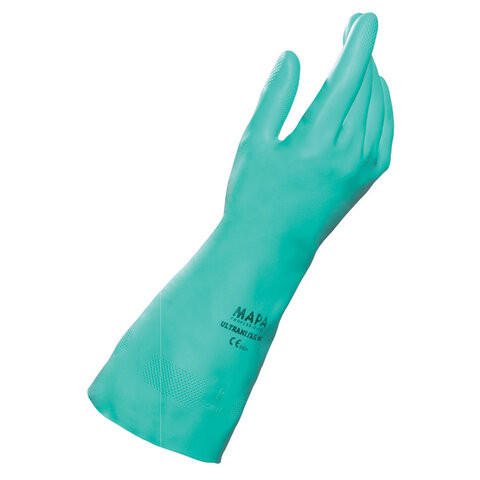Перчатки нитриловые MAPA Ultranitril 492, хлопчатобумажное напыление, размер 9 (L), зеленые