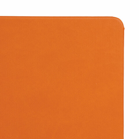 Блокнот А5 (148x218 мм), BRAUBERG "Metropolis X", под кожу, резинка, 80 л., оранжевый, 111032