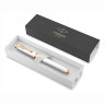 Ручка перьевая PARKER "IM Premium Pearl GT", корпус жемчужный лак, позолоченные детали, синяя, 2143649