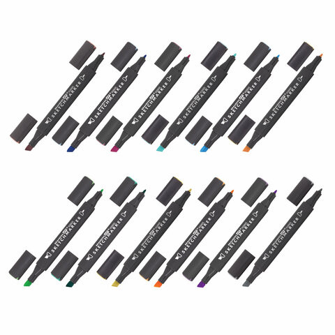 Маркеры для скетчинга двусторонние 1 мм - 6 мм BRAUBERG ART CLASSIC, НАБОР 12 шт., пастельные цвета, 151888
