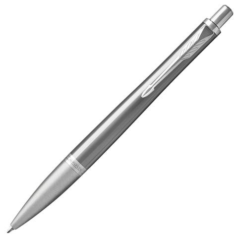 Ручка шариковая PARKER "Urban Premium Silvered Powder CT", корпус серебристый, хромированные детали, синяя, 1931578