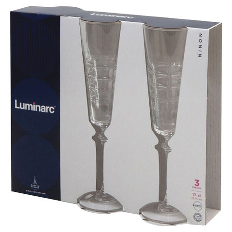 Набор фужеров для шампанского, 3 штуки, 170 мл, стекло, "Ninon", LUMINARC, N4145
