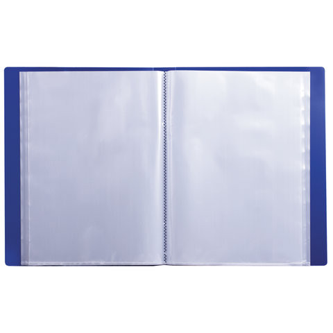 Папка 60 вкладышей BRAUBERG, фактура диагональ, темно-синяя, 0,9 мм, 221329