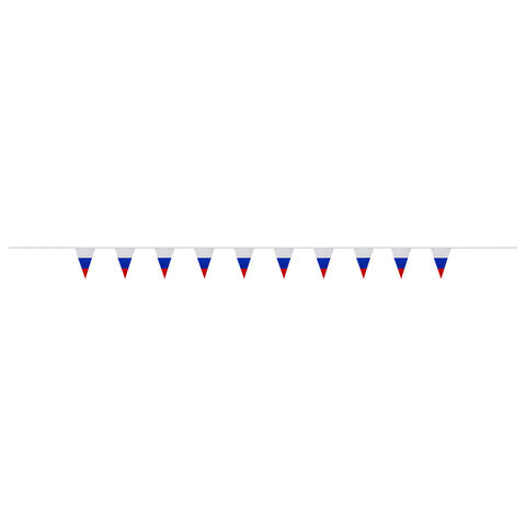 Гирлянда из флагов России, длина 5 м, 10 треугольных флажков 20х30 см, BRAUBERG, 550186, RU27
