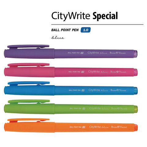 Ручка шариковая масляная BRUNO VISCONTI "CityWrite", СИНЯЯ, "Special", узел 1 мм, линия письма 0,8 мм, 20-0024