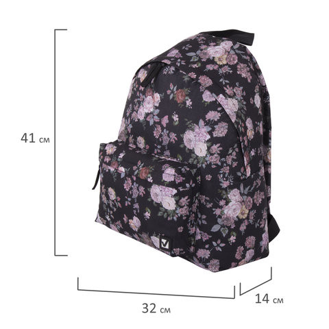 Рюкзак BRAUBERG, универсальный, сити-формат, "Розы", 20 литров, 41х32х14 см, 228852
