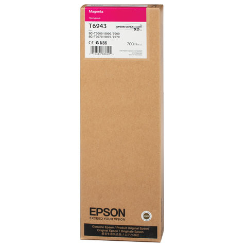 Картридж струйный для плоттера EPSON (C13T694300) Epson SC-T3000/5000/7000 и др., пурпурный, 700 мл, оригинальный