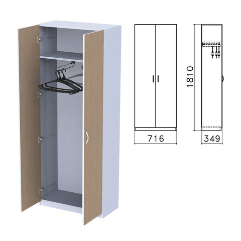Шкаф для одежды "Бюджет", 716х349х1810 мм, орех онтарио (КОМПЛЕКТ)