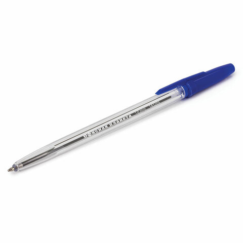 Ручка шариковая ОФИСНАЯ ПЛАНЕТА "Line", корпус прозрачный, узел 1 мм, линия письма 0,5 мм, синяя, 143205
