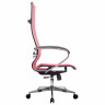 Кресло офисное МЕТТА "К-7" хром, прочная сетка, сиденье и спинка регулируемые, красное
