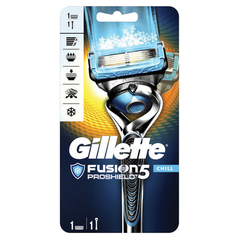 Бритва GILLETTE (Жиллет) "Fusion ProShield Chill" с 1 сменной кассетой, для мужчин, 50016200