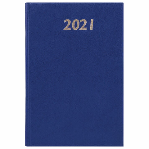 Ежедневник датированный 2021 А5 (145х215 мм), бумвинил, STAFF, синий,111812
