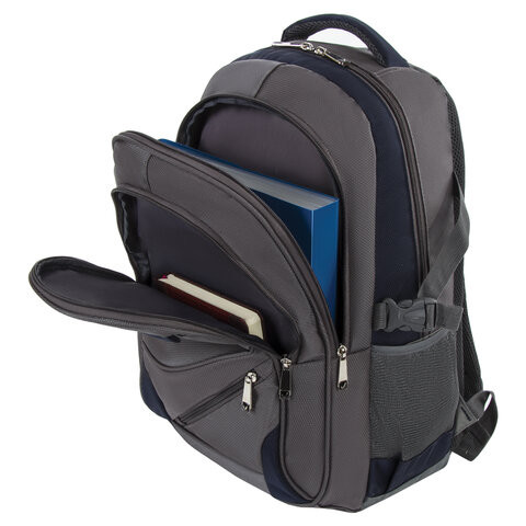 Рюкзак BRAUBERG "MainStream 1", 35 л, размер 45х32х19 см, ткань, серо-синий, 224445