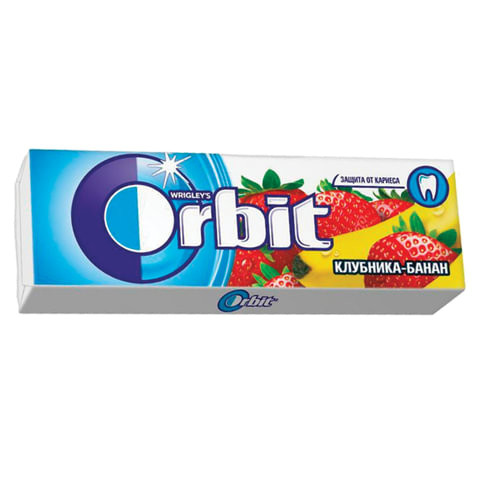 Жевательная резинка ORBIT (Орбит) "Клубника-банан", 10 подушечек, 13,6 г, 42203100