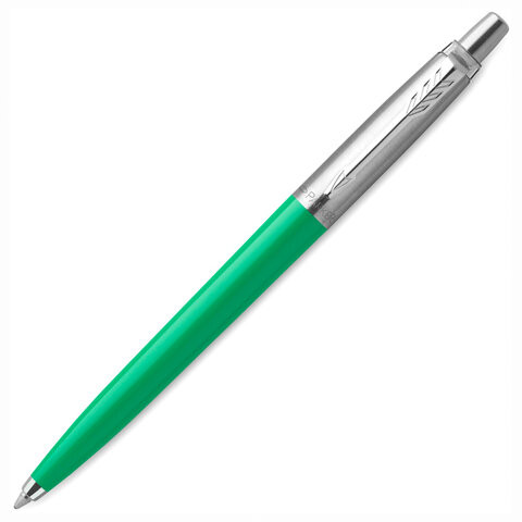 Ручка шариковая PARKER "Jotter Orig Green", корпус зеленый, детали нержавеющая сталь, блистер, синяя, 2076058