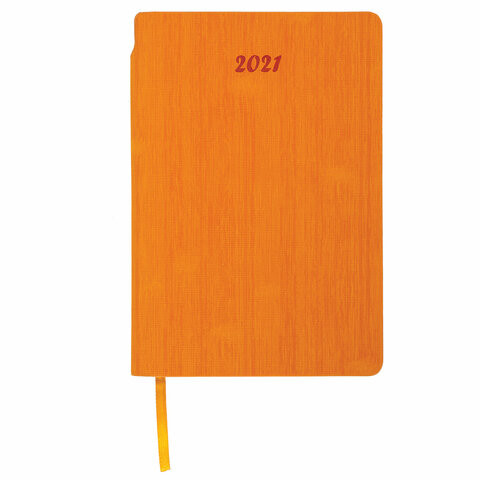 Ежедневник датированный 2021 А5 (138х213 мм) BRAUBERG "Voyage", кожзам, карман для ручки, оранжевый, 111471