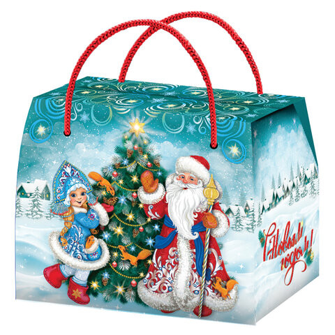Подарок новогодний "Сумка Морозко", 800 г, НАБОР конфет, картонная упаковка, УБ0444Н