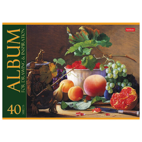Альбом для рисования, А4, 40 л., скоба, обложка картон, HATBER, 205х290 мм, "Ассорти 2" (5 видов), 40А4В