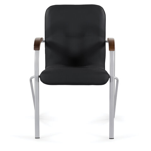 Кресло для приемных и переговорных BRABIX "Samba CF-104", серый, орех (D-8), к/з черный, собрано, 532759