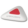 Ластик BRAUBERG "Trios PRO", 36х36х9 мм, белый, треугольный, красный пластиковый держатель, 229559