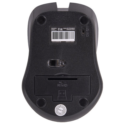 Мышь беспроводная с бесшумным кликом SONNEN V18, USB, 800/1200/1600 dpi, 4 кнопки, черная, 513514
