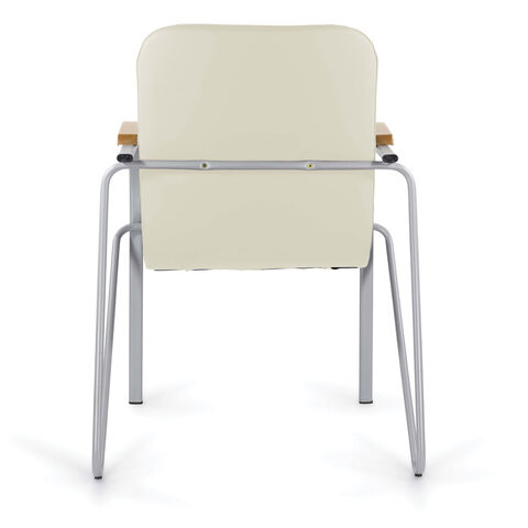 Кресло для приемных и переговорных BRABIX "Samba CF-104", серый, бук (D-1), к/з бежевый, собрано, 532760