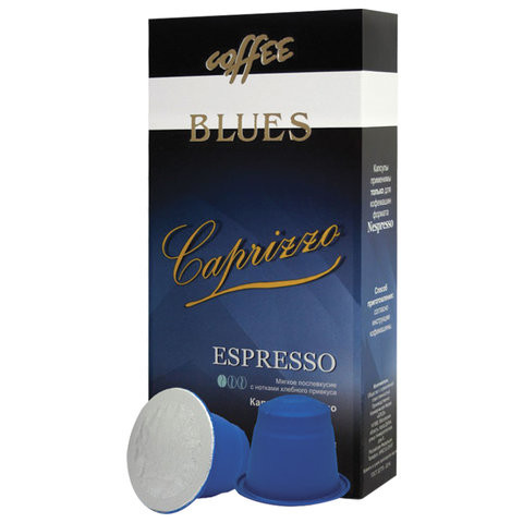 Капсулы для кофемашин NESPRESSO, "Caprizzo", натуральный кофе, BLUES, 10 шт. х 5 г, 4600696301014