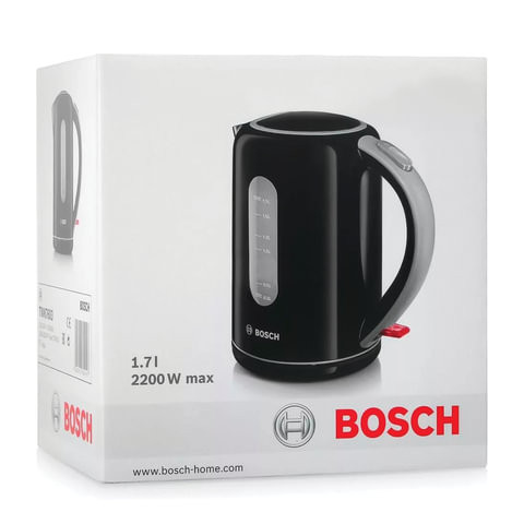 Чайник BOSCH TWK7603, 1,7 л, 2200 Вт, закрытый нагревательный элемент, пластик, черный