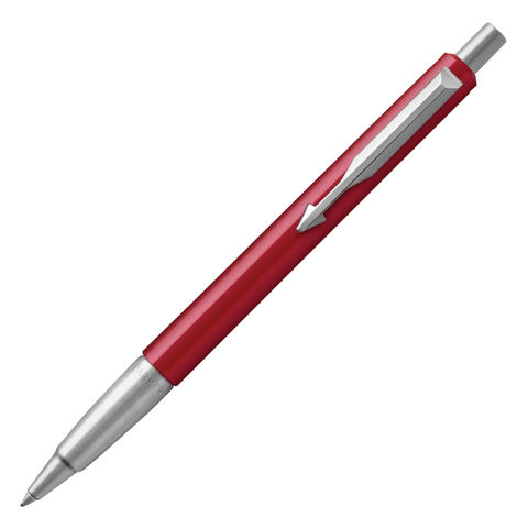 Ручка шариковая PARKER "Vector Standard Red CT", корпус красный, детали из нержавеющей стали, синяя, 2025453