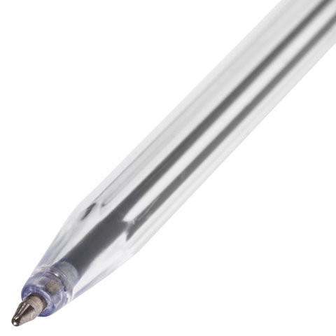 Ручка шариковая автоматическая STAFF, СИНЯЯ, корпус прозрачный, узел 0,8 мм, линия письма 0,4 мм, 141673