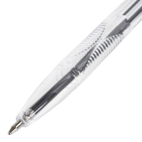 Ручка шариковая STAFF "BP-1000", ЧЕРНАЯ, корпус прозрачный, узел 0,7 мм, линия письма 0,35 мм, 142825