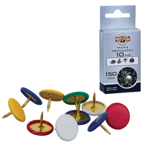 Кнопки канцелярские KOH-I-NOOR, металлические, цветные, 11 мм, 50 шт., в картонной коробке с подвесом, 9600100301KS
