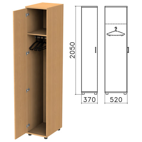 Шкаф для одежды "Монолит", 370х520х2050 мм, цвет бук бавария, ШМ52.1
