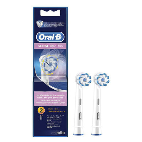 Насадки для электрической зубной щетки ORAL-B (Орал-би) "Sensi Ultrathin EB60", КОМПЛЕКТ 2 шт., 53016193