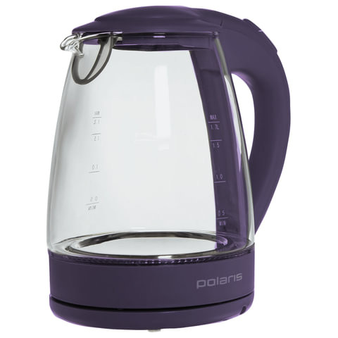 Чайник POLARIS PWK 1767CGL, 1,7 л, 2200 Вт, закрытый нагревательный элемент, стекло, фиолетовый
